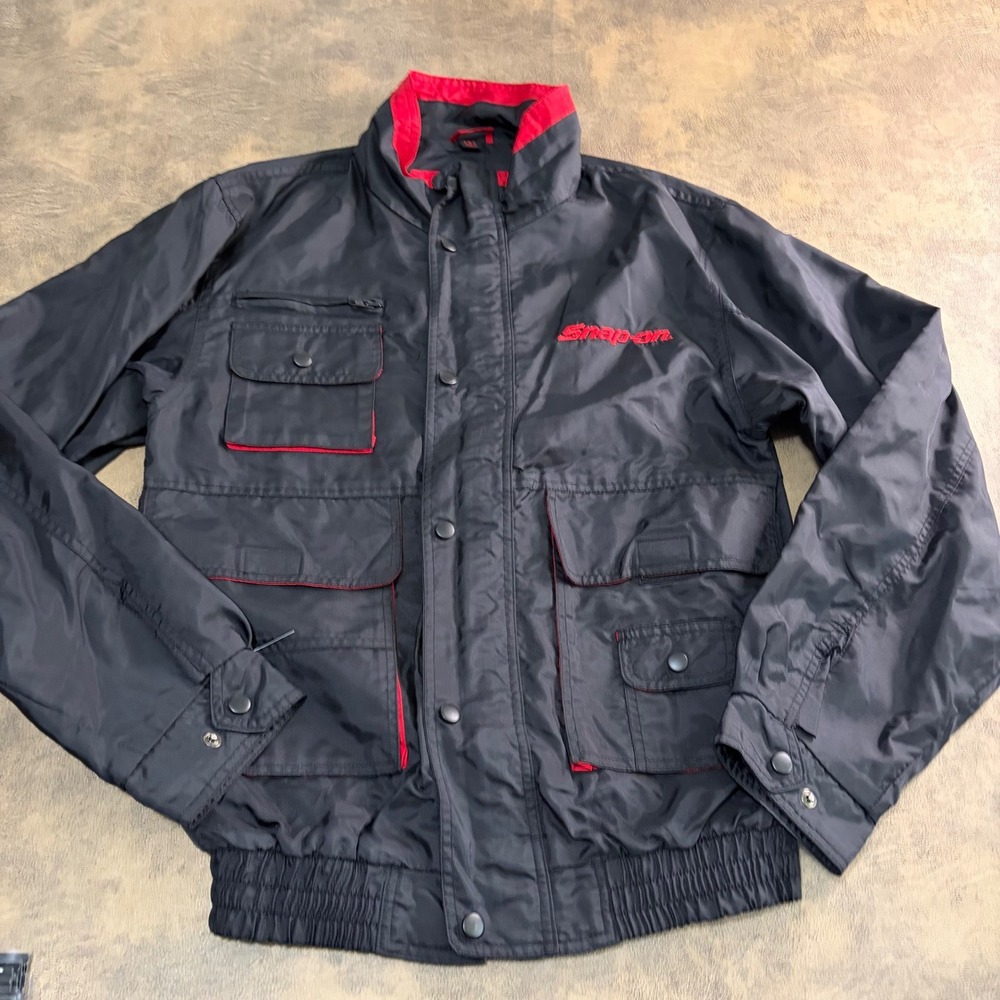 Snap-On Technician Jacket Mens Small Black Red Embroidered Nylon‎ Workwear